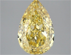 Picture of Lab Grown Diamond 3.46 Carats, Pear with  Cut, Fancy Vivid Yellow Color, VS1 Clarity and Certified by IGI