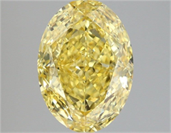 Picture of Lab Grown Diamond 4.03 Carats, Oval with  Cut, Fancy Vivid Yellow Color, VS1 Clarity and Certified by IGI