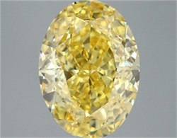 Picture of Lab Grown Diamond 6.09 Carats, Oval with  Cut, Fancy Vivid Yellow Color, VS1 Clarity and Certified by IGI
