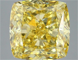 Picture of Lab Grown Diamond 7.48 Carats, CUSHION MODIFIED with  Cut, Fancy Vivid Yellow Color, VS1 Clarity and Certified by IGI