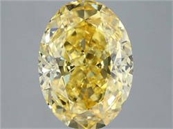 Picture of Lab Grown Diamond 4.55 Carats, Oval with  Cut, Fancy Vivid Yellow Color, VS1 Clarity and Certified by IGI