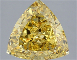 Picture of Lab Grown Diamond 4.07 Carats, TRIANGULAR with  Cut, Fancy Vivid Yellow Color, VS1 Clarity and Certified by IGI