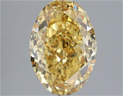 Picture of Lab Grown Diamond 3.24 Carats, Oval with  Cut, Fancy Vivid Yellow Color, VS2 Clarity and Certified by IGI