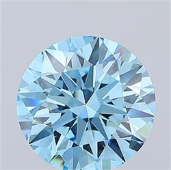 Picture of Lab Grown Diamond 4.06 Carats, Round with Ideal Cut, Fancy Vivid Blue Color, VS1 Clarity and Certified by IGI
