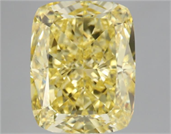 Picture of Lab Grown Diamond 4.58 Carats, CUSHION MODIFIED with  Cut, Fancy Vivid Yellow Color, VS2 Clarity and Certified by IGI