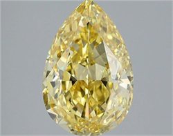 Picture of Lab Grown Diamond 3.59 Carats, Pear with  Cut, Fancy Vivid Yellow Color, VVS2 Clarity and Certified by IGI