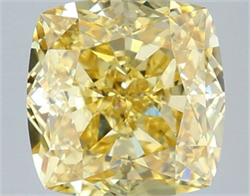 Picture of Lab Grown Diamond 4.09 Carats, CUSHION MODIFIED with  Cut, Fancy Intense Yellow Color, VS1 Clarity and Certified by IGI