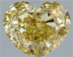 Picture of Lab Grown Diamond 4.06 Carats, Heart with  Cut, Fancy Intense Yellow Color, VS2 Clarity and Certified by IGI