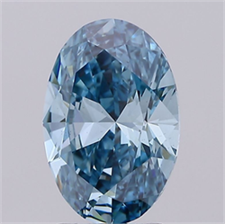 Picture of Lab Grown Diamond 2.11 Carats, Oval with  Cut, Fancy Vivid Blue Color, VS2 Clarity and Certified by IGI