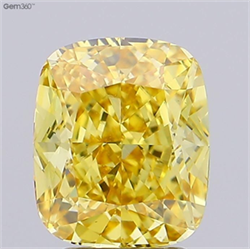 Picture of Lab Grown Diamond 2.93 Carats, Cushion with  Cut, Fancy Vivid Yellow Color, VS1 Clarity and Certified by IGI