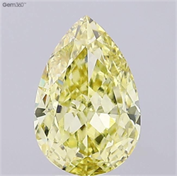 Picture of Lab Grown Diamond 6.09 Carats, Pear with  Cut, Fancy Vivid Yellow Color, VVS2 Clarity and Certified by IGI