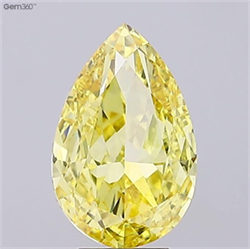 Picture of Lab Grown Diamond 6.32 Carats, Pear with  Cut, Fancy Vivid Yellow Color, VS1 Clarity and Certified by IGI