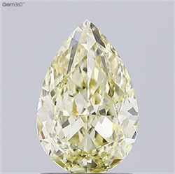 Picture of Lab Grown Diamond 1.58 Carats, Pear with  Cut, Fancy Light Yellow Color, VVS2 Clarity and Certified by IGI