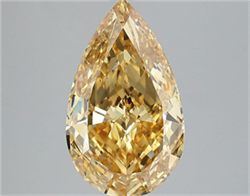 Picture of Lab Grown Diamond 5.02 Carats, Pear with  Cut, Fancy Intense Yellow Color, VS1 Clarity and Certified by IGI