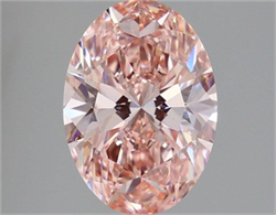 Picture of Lab Grown Diamond 3.52 Carats, Oval with  Cut, Fancy Vivid Pink Color, VS2 Clarity and Certified by IGI