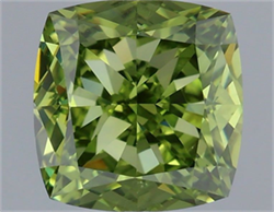 Picture of Lab Grown Diamond 1.53 Carats, CUSHION MODIFIED with  Cut, Fancy Vivid Green Color, VS2 Clarity and Certified by IGI