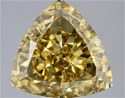 Picture of Lab Grown Diamond 4.09 Carats, TRIANGULAR with  Cut, Fancy Vivid Yellow Color, VS2 Clarity and Certified by IGI