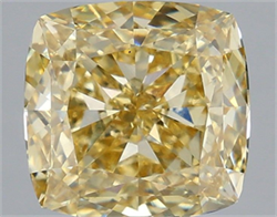 Picture of Lab Grown Diamond 3.02 Carats, CUSHION MODIFIED with  Cut, Fancy Intense Yellow Color, VS1 Clarity and Certified by IGI