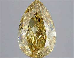 Picture of Lab Grown Diamond 4.59 Carats, Pear with  Cut, Fancy Vivid Yellow Color, VS2 Clarity and Certified by IGI