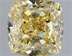 Picture of Lab Grown Diamond 3.08 Carats, CUSHION MODIFIED with  Cut, Fancy Intense Yellow Color, VS1 Clarity and Certified by IGI