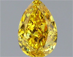 Picture of Lab Grown Diamond 1.44 Carats, Pear with  Cut, Fancy Vivid Yellow Color, VS1 Clarity and Certified by IGI