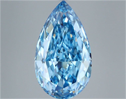 Picture of Lab Grown Diamond 10.05 Carats, Pear with  Cut, Fancy Vivid Blue Color, VS2 Clarity and Certified by IGI