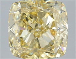 Picture of Lab Grown Diamond 4.01 Carats, CUSHION MODIFIED with  Cut, Fancy Intense Yellow Color, VS1 Clarity and Certified by IGI