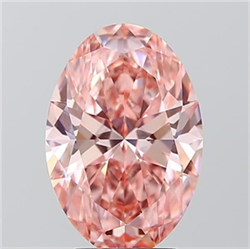 Picture of Lab Grown Diamond 4.02 Carats, Oval with  Cut, Fancy Vivid Pink Color, VVS2 Clarity and Certified by IGI