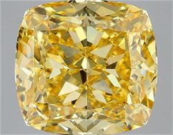 Picture of Lab Grown Diamond 7.10 Carats, CUSHION MODIFIED with  Cut, Fancy Vivid Yellow Color, VS2 Clarity and Certified by IGI