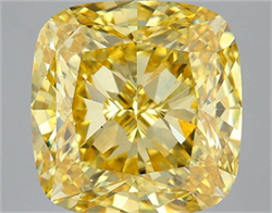 Picture of Lab Grown Diamond 7.04 Carats, CUSHION MODIFIED with  Cut, Fancy Vivid Yellow Color, VS2 Clarity and Certified by IGI