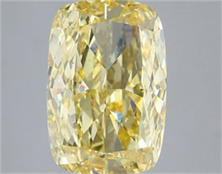Picture of Lab Grown Diamond 4.04 Carats, CUSHION MODIFIED with  Cut, Fancy Intense Yellow Color, VVS2 Clarity and Certified by IGI