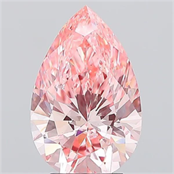 Picture of Lab Grown Diamond 4.06 Carats, Pear with  Cut, Fancy Vivid Pink Color, VS2 Clarity and Certified by IGI