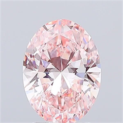 Picture of Lab Grown Diamond 2.50 Carats, Oval with  Cut, Fancy Intense Pink Color, VS1 Clarity and Certified by IGI
