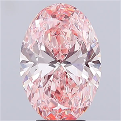 Picture of Lab Grown Diamond 5.49 Carats, Oval with  Cut, Fancy Vivid Pink Color, VS2 Clarity and Certified by IGI