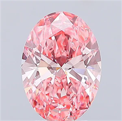 Picture of Lab Grown Diamond 3.59 Carats, Oval with  Cut, Fancy Vivid Pink Color, VS1 Clarity and Certified by IGI