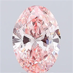 Picture of Lab Grown Diamond 3.00 Carats, Oval with  Cut, Fancy Vivid Pink Color, VS1 Clarity and Certified by IGI