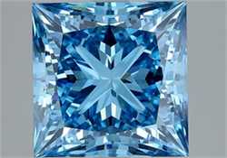 Picture of Lab Grown Diamond 3.02 Carats, Princess with  Cut, Fancy Vivid Blue Color, VS2 Clarity and Certified by IGI