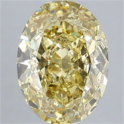 Picture of Lab Grown Diamond 3.07 Carats, Oval with  Cut, Fancy Intense Yellow Color, VVS2 Clarity and Certified by IGI