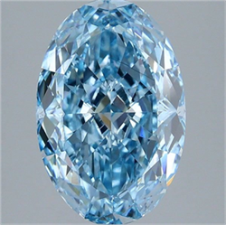 Picture of Lab Grown Diamond 4.80 Carats, Oval with  Cut, Fancy Vivid Blue Color, VS2 Clarity and Certified by IGI