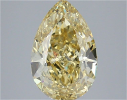 Picture of Lab Grown Diamond 4.04 Carats, Pear with  Cut, Fancy Intense Yellow Color, VS2 Clarity and Certified by IGI