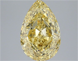 Picture of Lab Grown Diamond 4.56 Carats, Pear with  Cut, Fancy Vivid Yellow Color, VS2 Clarity and Certified by IGI