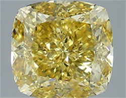Picture of Lab Grown Diamond 3.08 Carats, CUSHION MODIFIED with  Cut, Fancy Intense Yellow Color, VS1 Clarity and Certified by IGI
