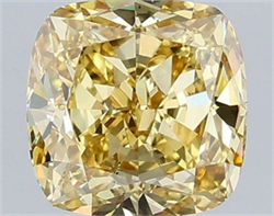Picture of Lab Grown Diamond 3.04 Carats, CUSHION MODIFIED with  Cut, Fancy Yellow Color, VS2 Clarity and Certified by IGI