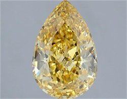 Picture of Lab Grown Diamond 3.05 Carats, Pear with  Cut, Fancy Vivid Yellow Color, VS2 Clarity and Certified by IGI