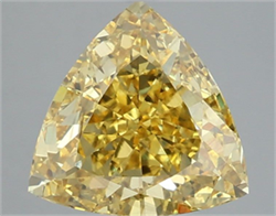 Picture of Lab Grown Diamond 3.60 Carats, TRIANGULAR with  Cut, Fancy Vivid Yellow Color, VS2 Clarity and Certified by IGI