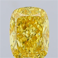 Picture of Lab Grown Diamond 8.04 Carats, CUSHION MODIFIED with  Cut, Fancy Vivid Yellow Color, VS1 Clarity and Certified by IGI