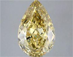 Picture of Lab Grown Diamond 4.58 Carats, Pear with  Cut, Fancy Intense Yellow Color, VS1 Clarity and Certified by IGI