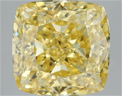 Picture of Lab Grown Diamond 5.07 Carats, CUSHION MODIFIED with  Cut, Fancy Vivid Yellow Color, VS2 Clarity and Certified by IGI