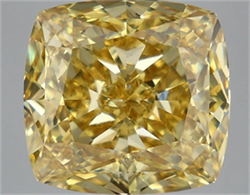 Picture of Lab Grown Diamond 8.24 Carats, CUSHION MODIFIED with  Cut, Fancy Vivid Yellow Color, VS1 Clarity and Certified by IGI