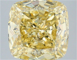 Picture of Lab Grown Diamond 5.05 Carats, CUSHION MODIFIED with  Cut, Fancy Intense Yellow Color, VS2 Clarity and Certified by IGI